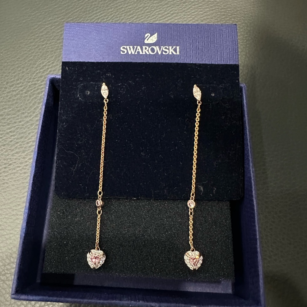 Swarovski Rose Gold Heart Drop Earrings